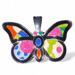 RMN Multicolor Enamel Butterfly Pendant – Magnetic Closure